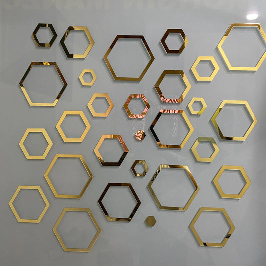 Acrylic Hexagon Ring Mirror Wall Decor Stickers